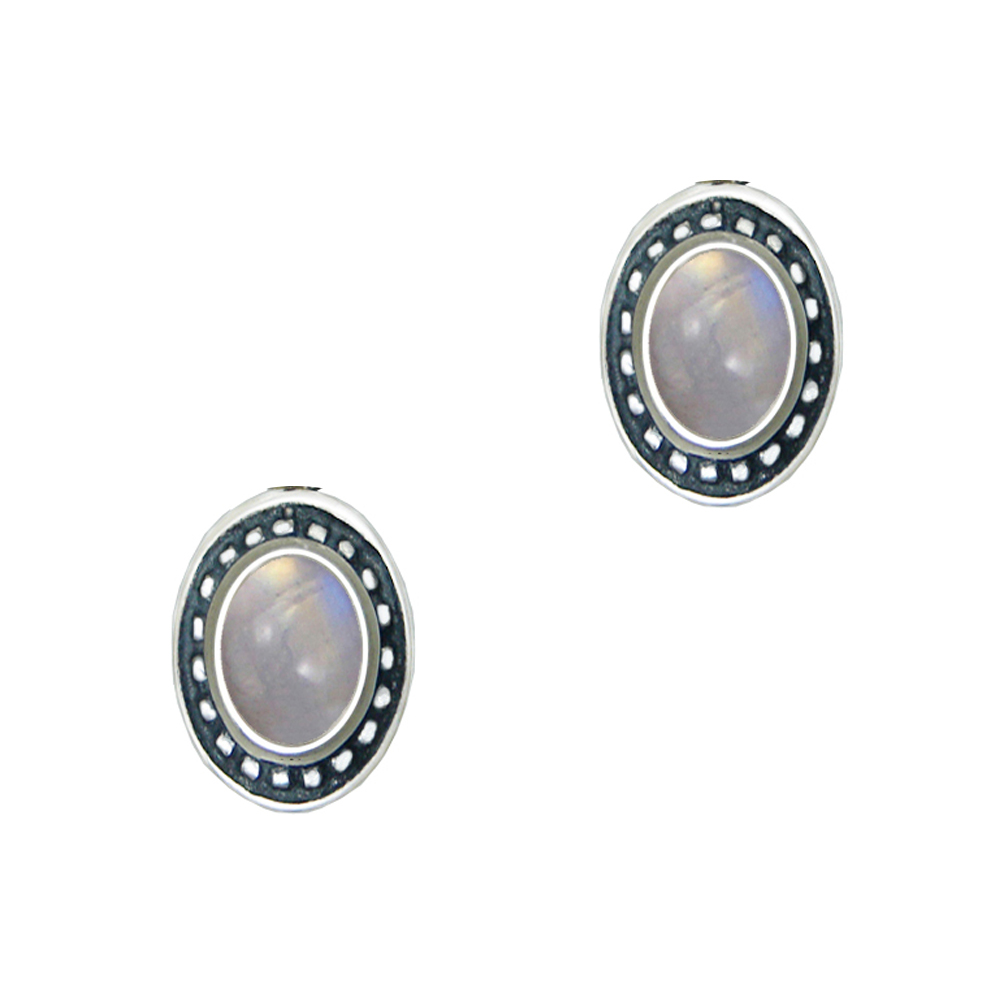 Sterling Silver Rainbow Moonstone Post Stud Earrings